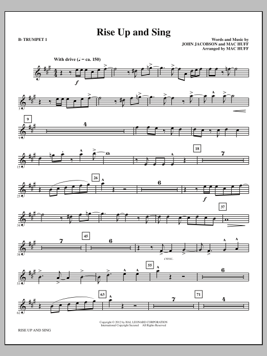 Rise Up And Sing - Bb Trumpet 1 (Choir Instrumental Pak) von Mac Huff