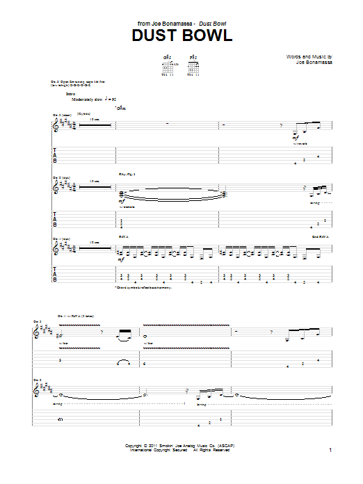 Dust Bowl (Guitar Tab) von Joe Bonamassa