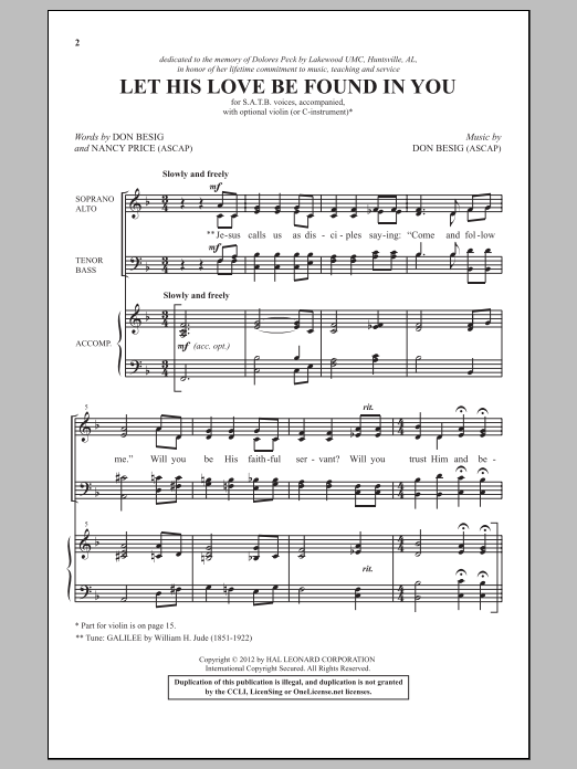 Let His Love Be Found In You (SATB Choir) von Don Besig