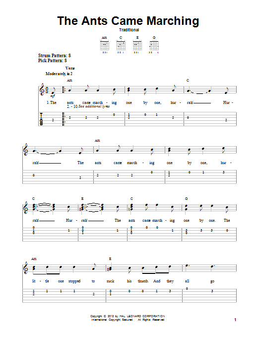 The Ants Came Marching (Easy Guitar Tab) von Traditional
