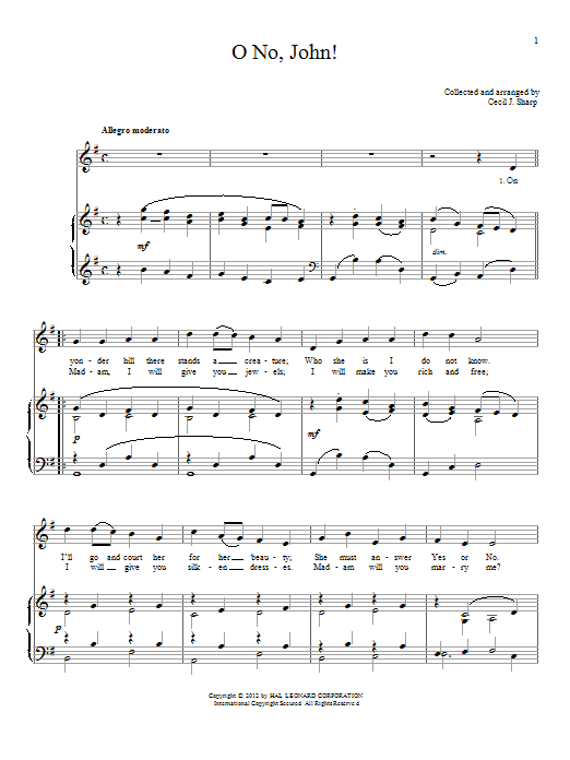 O No, John! (Piano & Vocal) von English Folksong