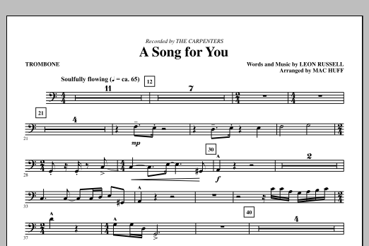 A Song For You (arr. Mac Huff) - Trombone (Choir Instrumental Pak) von Carpenters