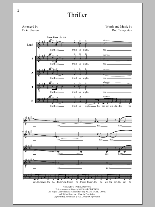 Thriller (arr. Deke Sharon) (SATB Choir) von Michael Jackson