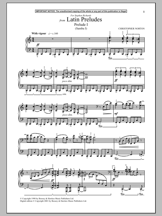 Latin Preludes, Prelude I (Samba I) (Piano Solo) von Christopher Norton
