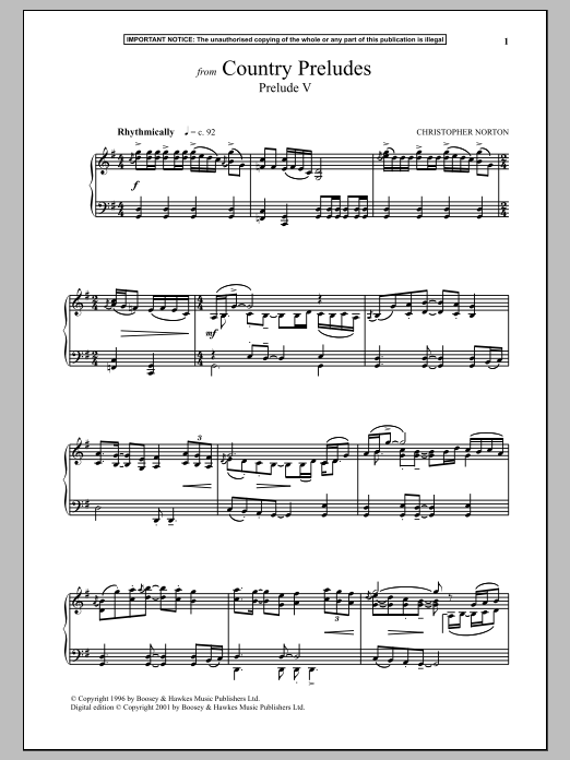 Country Preludes, Prelude V (Piano Solo) von Christopher Norton