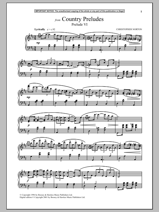 Country Preludes, Prelude VI (Piano Solo) von Christopher Norton