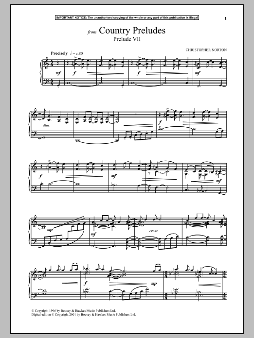 Country Preludes, Prelude VII (Piano Solo) von Christopher Norton