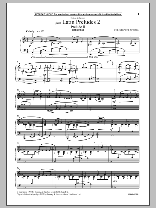 Prelude II (Rhumba) (from Latin Preludes 2) (Piano Solo) von Christopher Norton