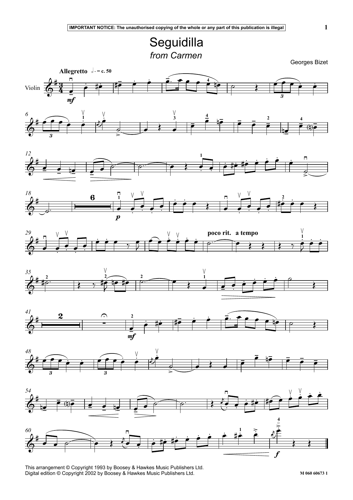 Seguidilla (from Carmen) (Instrumental Solo) von Georges Bizet