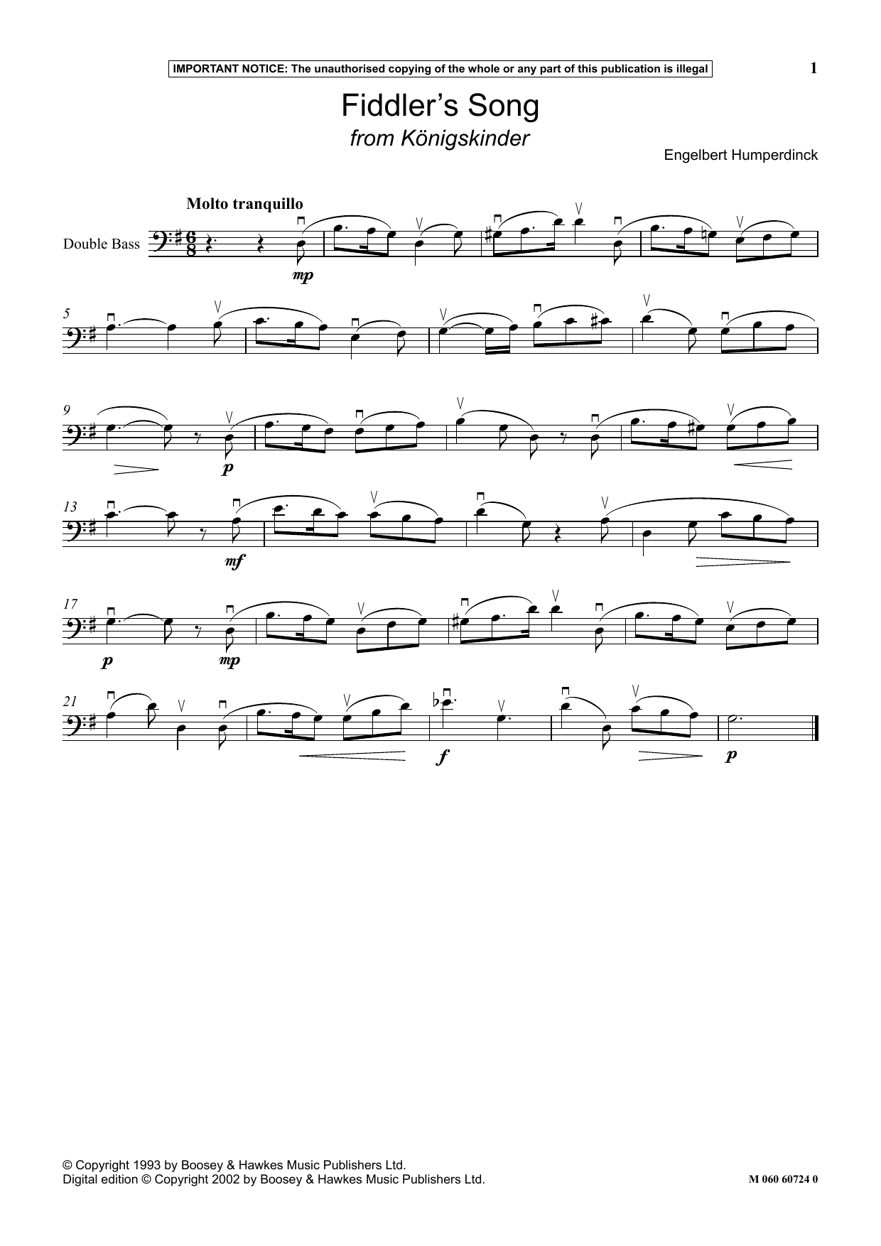 Fiddler's Song (from Konigskinder) (Instrumental Solo) von Engelbert Humperdinck
