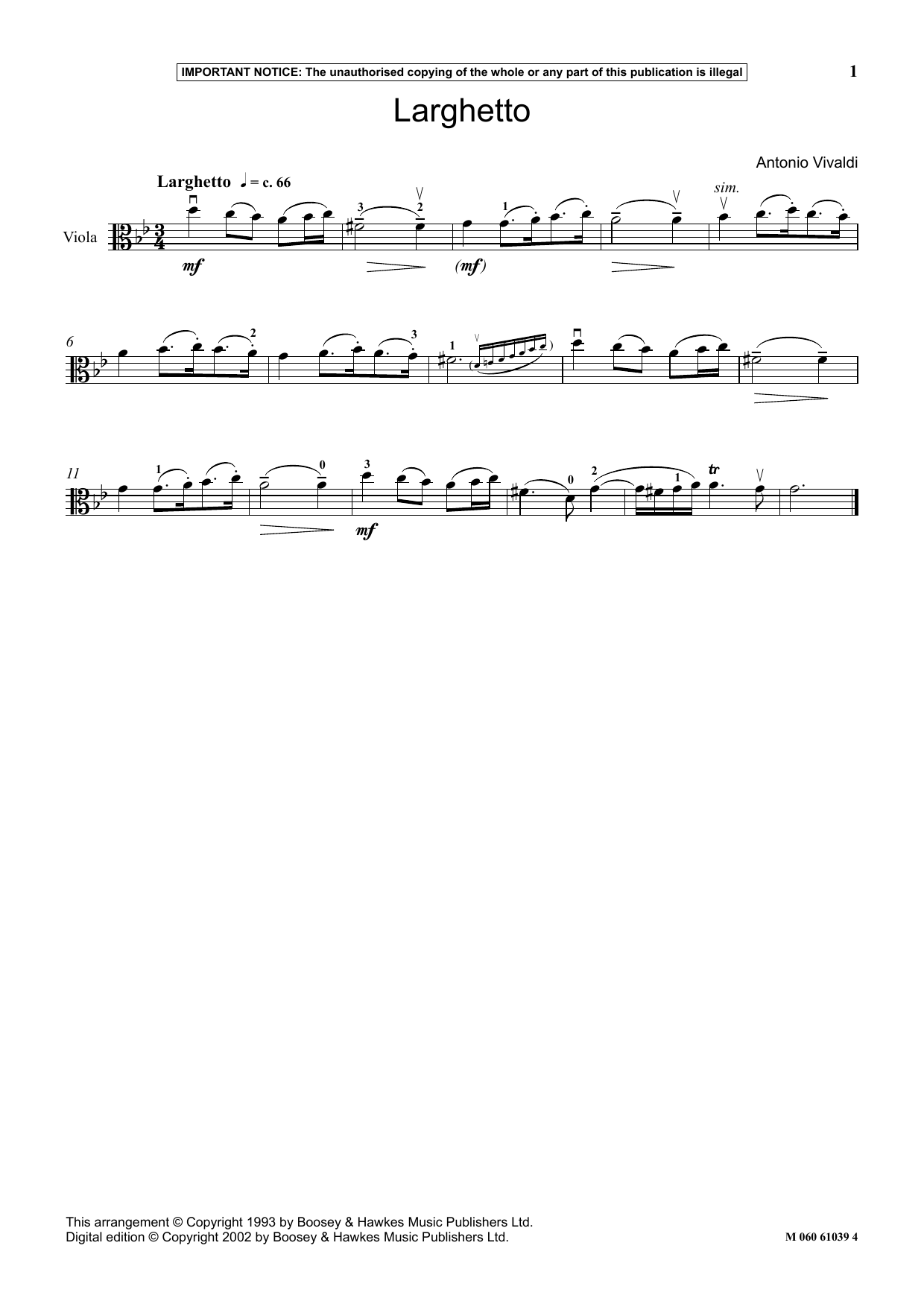 Larghetto (Instrumental Solo) von Antonio Vivaldi
