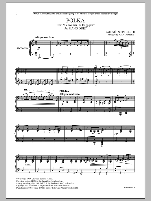 Polka (from Schwanda The Bagpiper) (Piano Duet) von Joan Trimble
