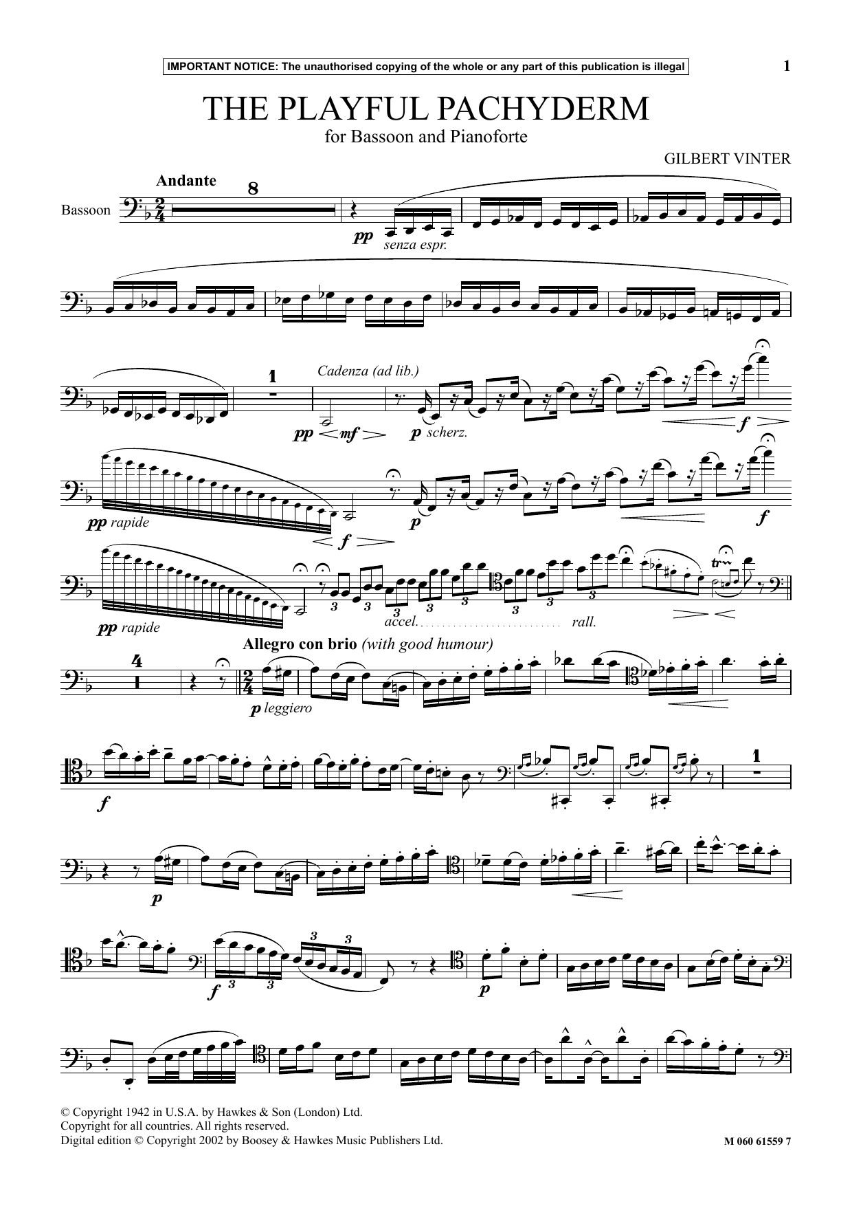 The Playful Pachyderm (Bassoon and Piano) von Gilbert Vinter