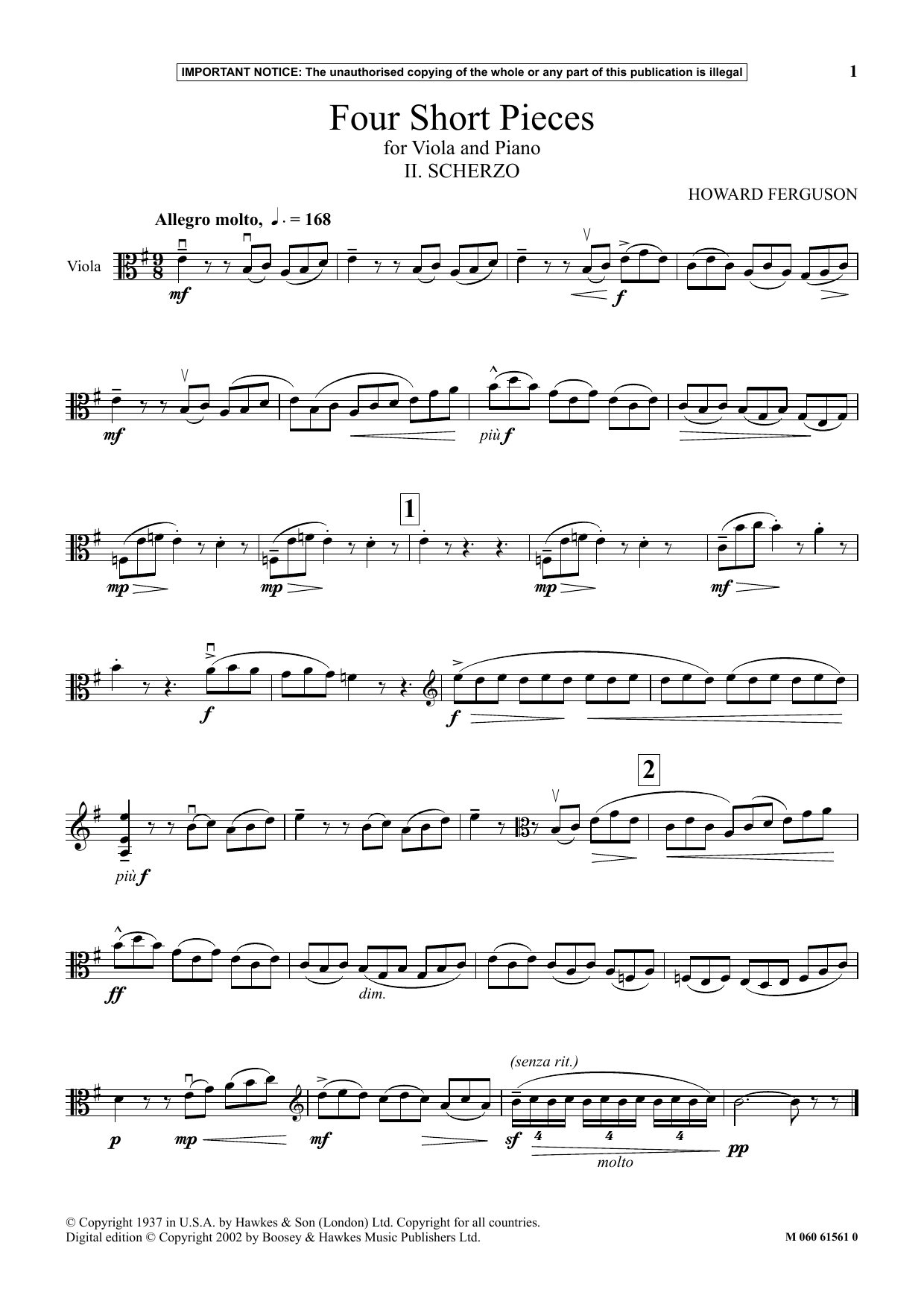 II. Scherzo (from Four Short Pieces) (Viola and Piano) von Howard Ferguson