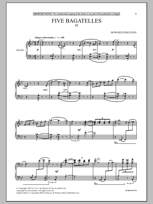 Five Bagatelles (III) (Piano Solo) von Howard Ferguson