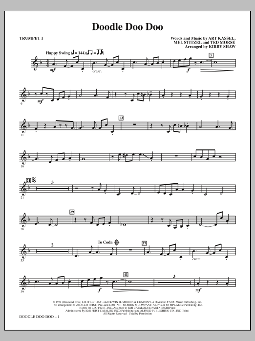 Doodle Doo Doo - Bb Trumpet 1 (Choir Instrumental Pak) von Kirby Shaw