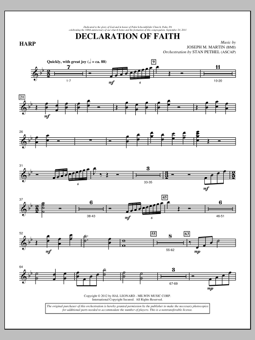 Declaration Of Faith - Harp (Choir Instrumental Pak) von Joseph M. Martin
