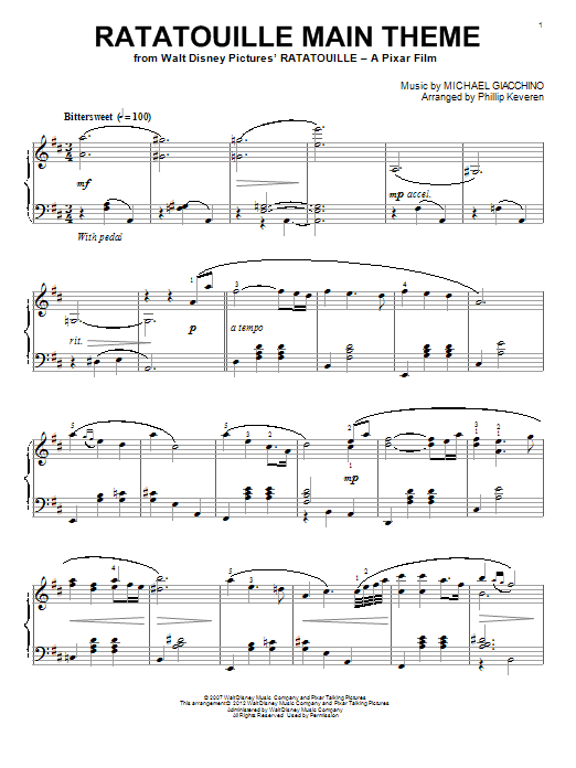 Ratatouille (Main Theme) [Classical version] (arr. Phillip Keveren) (Piano Solo) von Michael Giacchino