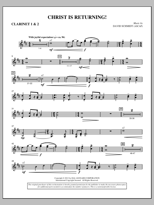 Christ Is Returning! - Bb Clarinet 1,2 (Choir Instrumental Pak) von David Schmidt