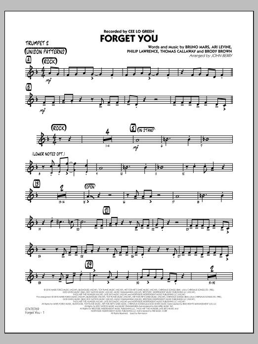 Forget You - Trumpet 2 (Jazz Ensemble) von John Berry