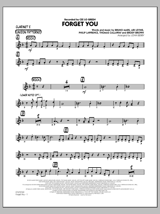 Forget You - Bb Clarinet 2 (Jazz Ensemble) von John Berry