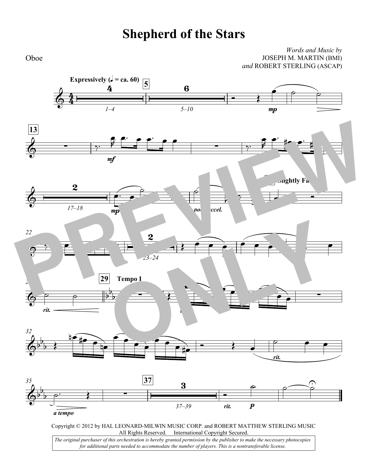 Shepherd Of The Stars - Oboe (Choir Instrumental Pak) von Joseph M. Martin