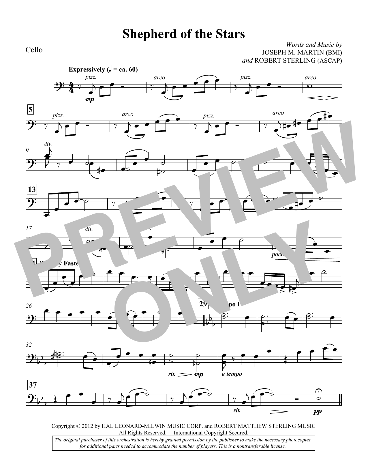 Shepherd Of The Stars - Cello (Choir Instrumental Pak) von Joseph M. Martin