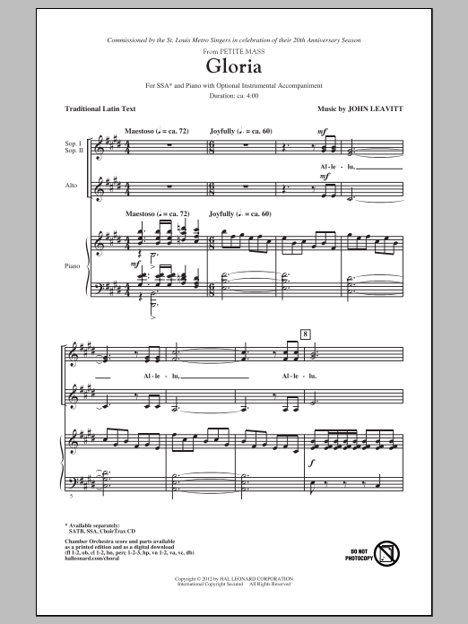 Gloria (from Petite Mass) (SSA Choir) von John Leavitt