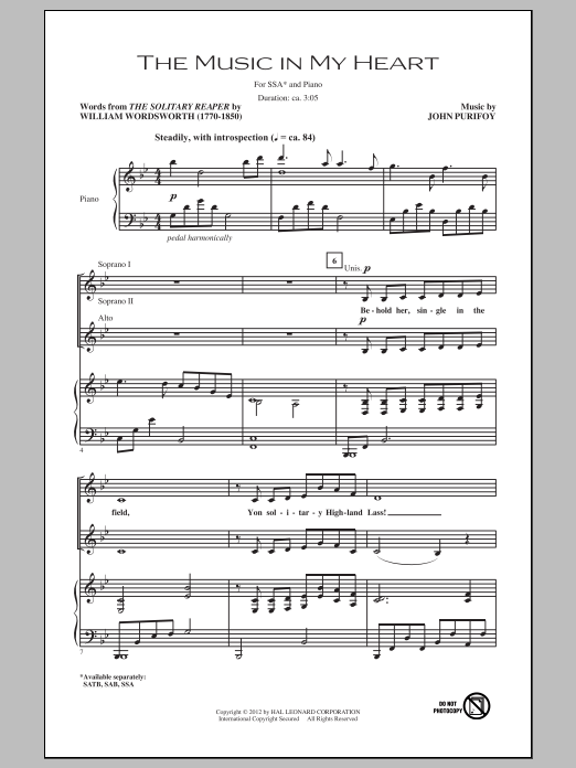 The Music In My Heart (SSA Choir) von John Purifoy