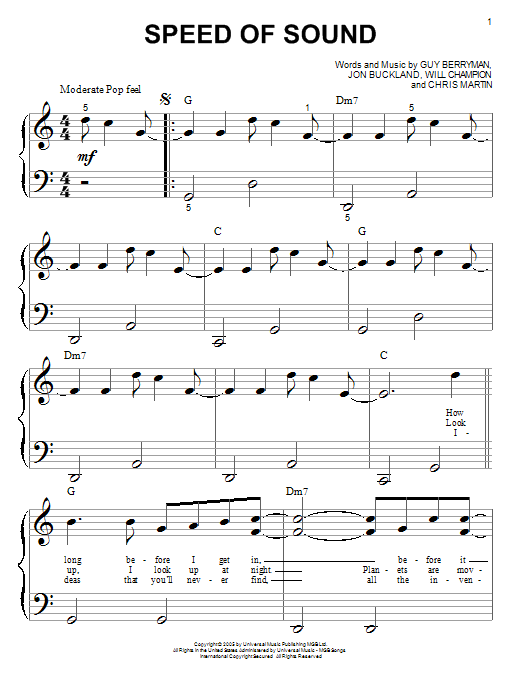 Speed Of Sound (Big Note Piano) von Coldplay