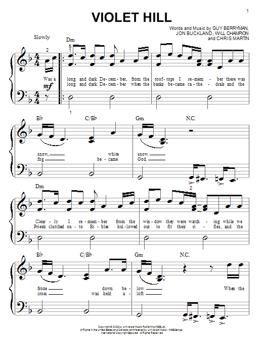 Violet Hill (Big Note Piano) von Coldplay