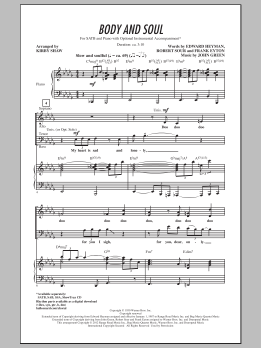 Body And Soul (SATB Choir) von Kirby Shaw