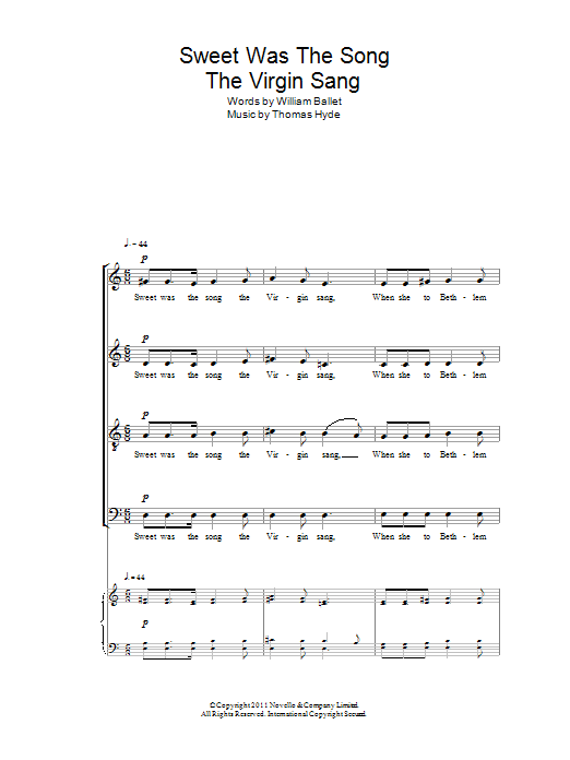 Sweet Was The Song The Virgin Sang (Choir) von Thomas Hyde