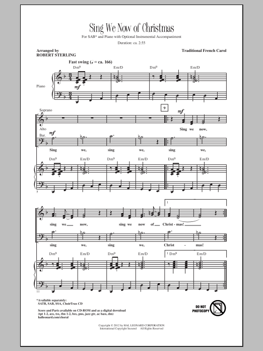 Sing We Now Of Christmas (SAB Choir) von Robert Sterling