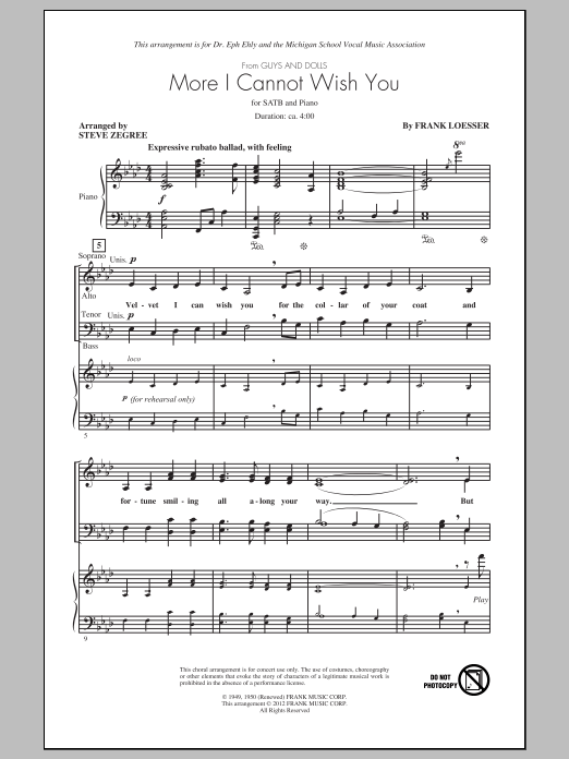 More I Cannot Wish You (SATB Choir) von Steve Zegree