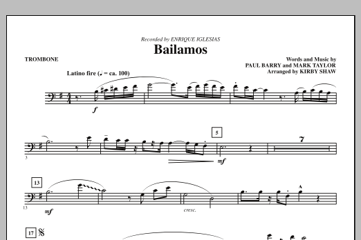 Bailamos - Trombone (Choir Instrumental Pak) von Kirby Shaw