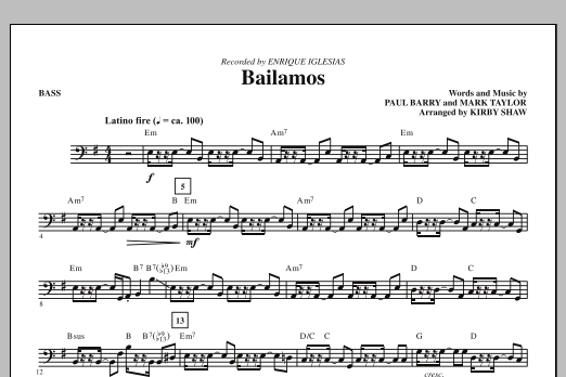 Bailamos - Bass (Choir Instrumental Pak) von Kirby Shaw