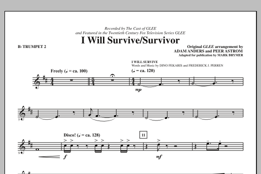 I Will Survive/Survivor (arr. Mark Brymer) - Bb Trumpet 2 (Choir Instrumental Pak) von Glee Cast