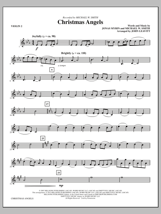 Christmas Angels - Violin 2 (Choir Instrumental Pak) von John Leavitt