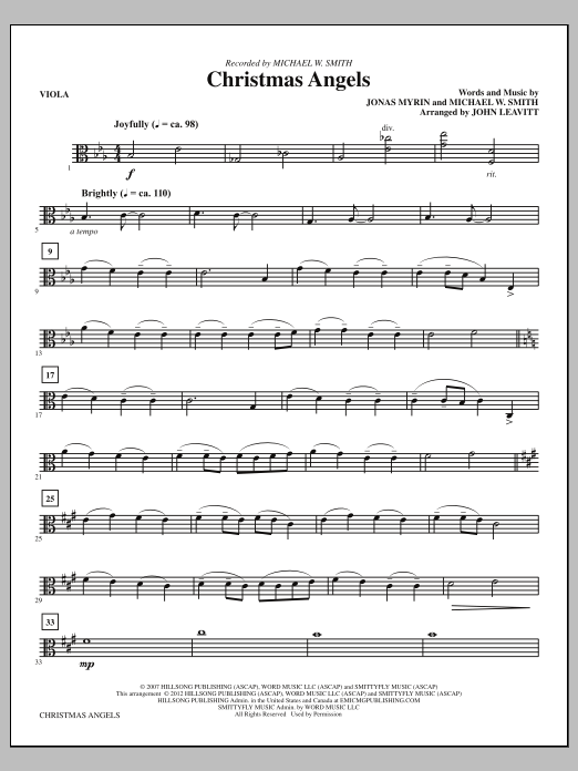 Christmas Angels - Viola (Choir Instrumental Pak) von John Leavitt