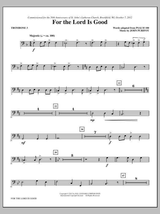 For The Lord Is Good - Trombone 3 (Choir Instrumental Pak) von John Purifoy