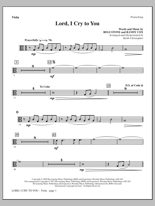 Lord, I Cry To You - Viola (Choir Instrumental Pak) von Keith Christopher