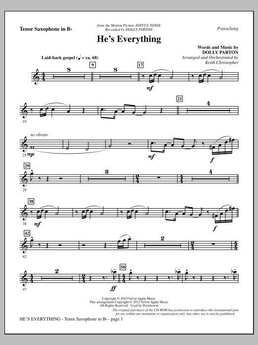 He's Everything - Tenor Sax (Choir Instrumental Pak) von Keith Christopher
