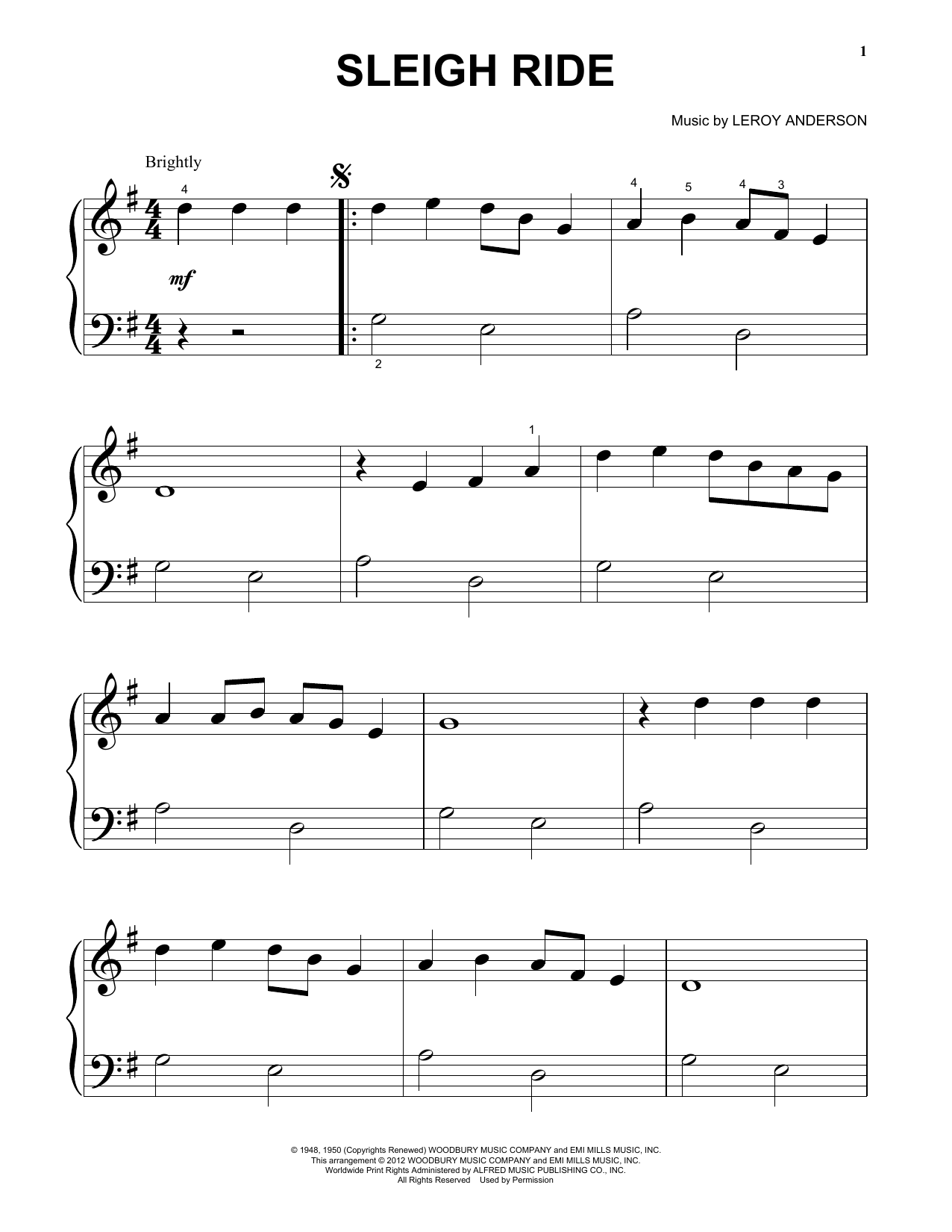 Sleigh Ride (Big Note Piano) von Leroy Anderson