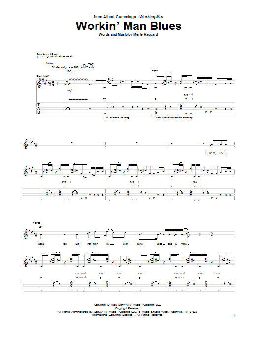 Workin' Man Blues (Guitar Tab) von Albert Cummings