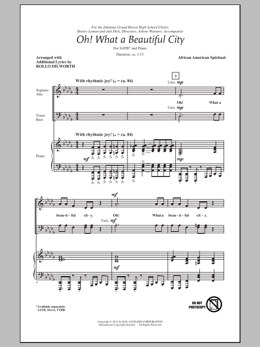 Oh, What A Beautiful City (SATB Choir) von Rollo Dilworth