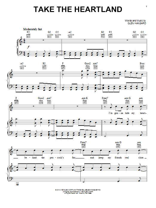 Take The Heartland (Piano, Vocal & Guitar Chords (Right-Hand Melody)) von Glen Hansard