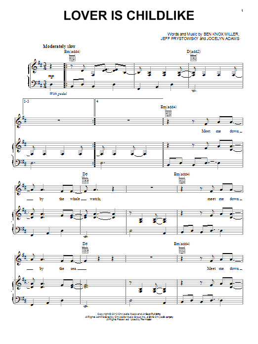 Lover Is Childlike (Piano, Vocal & Guitar Chords (Right-Hand Melody)) von The Low Anthem