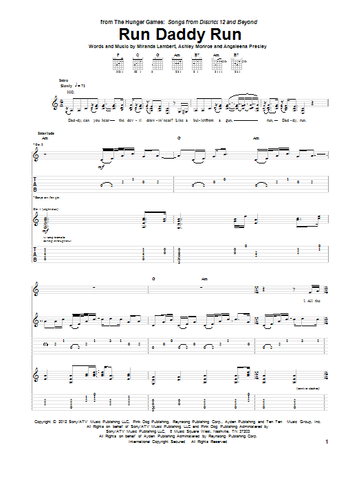 Run Daddy Run (Guitar Tab) von Miranda Lambert