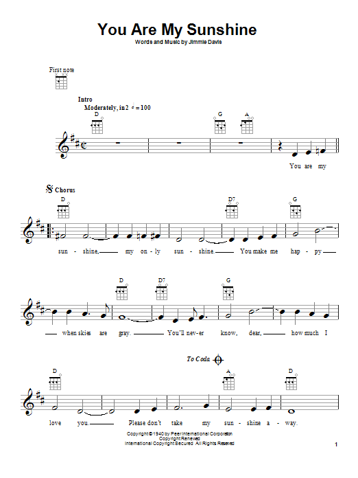 You Are My Sunshine (Ukulele) von Jimmie Davis